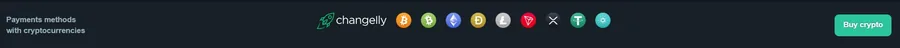 The currency strip in the Vave footer showing the coin symbols the cashier settles in